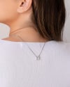 Escapulário Retângulos Cristal Ródio Branco - 65 cm