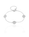 Pulseira Elos Plaquinhas Lisas Ródio Branco