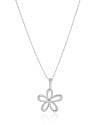 Gargantilha Bolinhas Flor Lisa Ródio Branco - 40 cm
