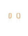Brinco Argola Click Retangular Cravejada Cristal 1.4 cm Banhado a Ouro 18K
