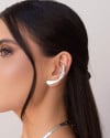 Ear Cuff Orgânico Liso Ródio Branco