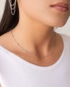 Choker Elos Bolinhas Ródio Branco - 35 cm
