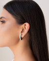 Ear Hook Geométrico Liso 3.2 cm Ródio Branco
