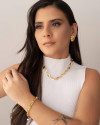 Brinco Oval Liso 2.3 cm Banhado a Ouro 18K