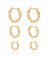 Trio de Argolas Torcidas Banhado a Ouro 18K