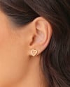 Brinco Coração Vazado Cravejado Cristal 9 mm Banhado a Ouro 18K