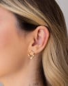 Brinco Oval Vazado Martelado 1.7 cm Banhado a Ouro 18K
