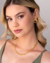 Brinco Entrelaçado Tubo  2.5 cm Banhado a Ouro 18K
