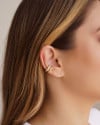 Piercing Dois Filetes Cravejados Cristal Banhado a Ouro 18K