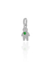 Pingente Filho Menino Cristal Coração Esmeralda 3.4 cm Ródio Branco