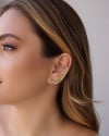 Ear Cuff Folhas Lisas 4.2 cm Banhado a Ouro 18K