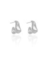 Brinco Argola Orgânica Lisa 1.8 cm Ródio Branco