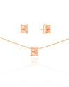 Conjunto Retangular Morganita  Banhado a Ouro 18K