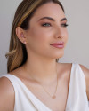 Conjunto Retangular Safira Rosa  Banhado a Ouro 18K