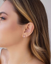 Conjunto Retangular Safira Rosa  Banhado a Ouro 18K