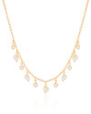 Choker Elos Pontos de Luz Cristal Pérolas Coração Banhado a Ouro 18K