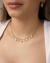 Choker Elos Pontos de Luz Cristal Pérolas Coração Banhado a Ouro 18K