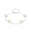 Pulseira Elos Ovais Pérolas 10 mm Ródio Branco