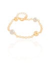 Pulseira Elos Americanos Bolas Pérolas Banhado a Ouro 18K