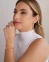 Pulseira Elos Americanos Bolas Pérolas Banhado a Ouro 18K