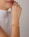 Pulseira Elos Americanos Bolas Pérolas Banhado a Ouro 18K