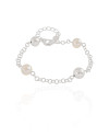Pulseira Elos Americanos Bolas Pérolas Ródio Branco
