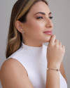 Pulseira Elos Americanos Bolas Pérolas Ródio Branco