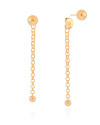 Ear Jacket Fio Elos Portugueses Bolas Lisas 7.3 cm Banhado a Ouro 18K