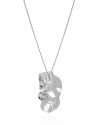 Gargantilha Veneziana Orgânico Riscado 3.3 cm Ródio Branco - 40 cm