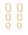 Trio de Argolas Torcidas Banhado a Ouro 18K