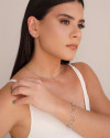 Pulseira Corações Vazados 1.1 cm Ródio Branco