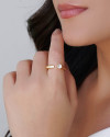 Anel Ajustável Quadrado Tamanho G Banhado a Ouro 18K
