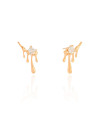 Ear Cuff Orgânico Derretido Ponto de Luz Cristal 2.5 cm Banhado a Ouro 18K