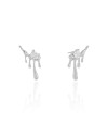 Ear Cuff Orgânico Derretido Ponto de Luz Cristal 2.5 cm Ródio Branco