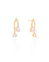 Brinco Filetes Pontos de Luz Cravejado Cristal 2.9 cm Banhado a Ouro 18K