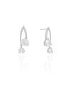 Brinco Filetes Pontos de Luz Cravejado Cristal 2.9 cm Ródio Branco
