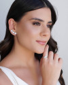Ear Cuff Ovais Cristal 2.6 cm Ródio Branco
