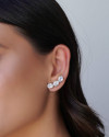 Ear Cuff Ovais Cristal 2.6 cm Ródio Branco