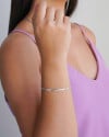 Pulseira Malha Fita 3 mm Ródio Branco