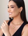 Anel Chave Coração Cravejado Cristal Tamanho 20 Banhado a Ouro 18K