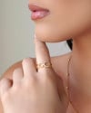 Anel Círculos Cravejado Cristal Tamanho 25 Banhado a Ouro 18K