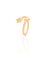 Anel Ajustável Estrelas Cravejado Cristal Tamanho G Banhado a Ouro 18K