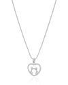 Gargantilha Veneziana Coração Gato Pontos de Luz Cristal Ródio Branco - 45 cm