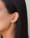 Ear Hook Corações Cravação Inglesa Cristal 2.4 mm Banhado a Ouro 18K