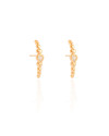 Ear Hook Corações Cravação Inglesa Cristal 2.4 mm Banhado a Ouro 18K