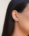 Ear Hook Corações Cravação Inglesa Cristal 2.4 mm Ródio Branco