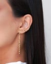 Ear Cuff Elos Ponto de Luz Cristal 9.5 cm Banhado a Ouro 18K