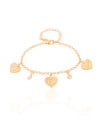 Pulseira Elos Portugueses Corações Pontos de Luz Cristal Banhado a Ouro 18K