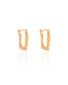 Brinco Argola Fecho Italiano Retangular Ondas 2.3 cm Banhado a Ouro 18K