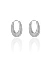Brinco Argola Click Frisado 2.4 cm Ródio Branco